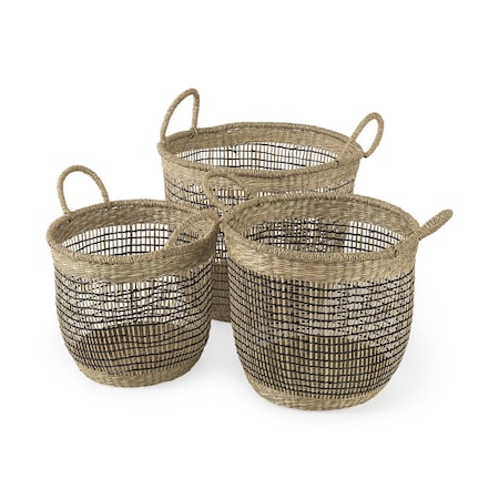 Homeroots Set of Three Light Brown Wicker Basket, 3PK 392169