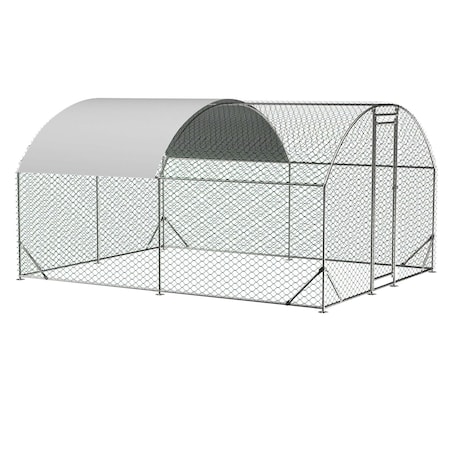 Wrightmaster 9.84 ft. x 13.12 ft. x 6.56 ft. Galvanized Wire Chicken Coop with Waterproof Cover Dome Shaped Walk ZR-194437