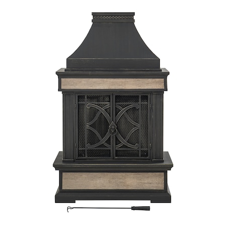 Sunjoy Heirloom Slate Wood Burning Fireplace, Black A304001005