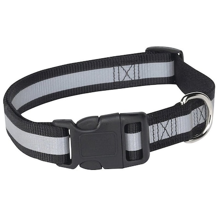Guardian Gear Dog Collar, 14 to 20 in L Collar, 5/8 in W Collar, Nylon, Black, Reflective Taping ZA984 14 17
