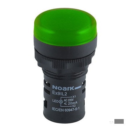 Noark Indicator light - Ex9IL - 1200716 - Round Curve - Green - 24Vac/dc LED EX9IL2D3