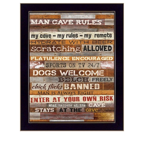 Homeroots Man Cave Rules 2 Black Framed Print Wall Art 405174