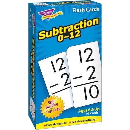 Trend Enterprises Trend Math Subtraction 0-12 Flash Cards, 3" x 6", 91 Cards/Box T53103