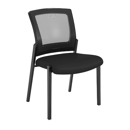 Flash Furniture Commercial Mesh Stackable Side Chair with Steel Frame and Armrests in Black HL-0010W-1-BK-GG