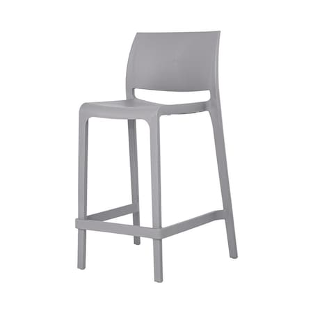 Homeroots Set of Four 26" Gray Heavy Duty Plastic Low Back Outdoor Counter Height Bar Chairs 565368