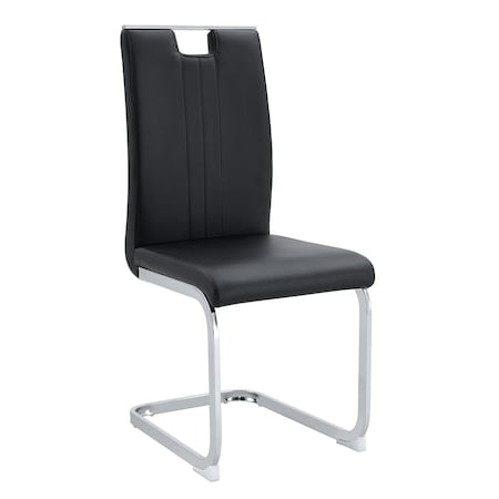 Homeroots Set of Four Black and Silver Faux Leather and Metal Dining Side Chairs, 4PK 719655