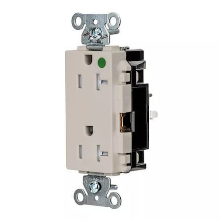 Hubbell Wiring Device-Kellems Straight Blade Receptacle, 5-20R, 20 A, 125V AC, 2 Pole, 3 Wire, Surface Mount, Grounded HBL2182STLATR