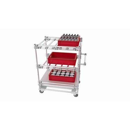 Trilogiq 3-Level Tubular Cart 2 Flanges Per Level Including A Storage Level And Horizontal Hand Bar. 32B-5