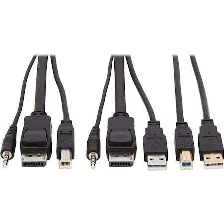 Eaton EATON Tripp Lite Series DisplayPort KVM Cable Kit - DP, USB, 3.5 mm Audio 3xM/3xM + USB M/M, 4K P783-006-U