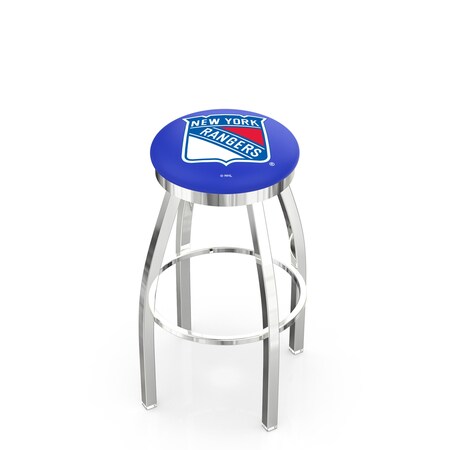 Holland Bar Stool Co 36" Chrome New York Rangers Swivel Bar Stool, Accent Ring L8C2C36NYRang