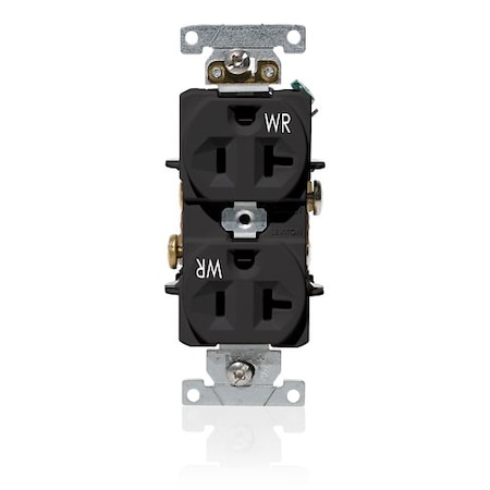 Leviton Duplex Receptacle Outlet, 20A, Black, 125V WBR20-E