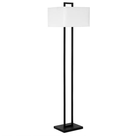 Homeroots 68" Black Traditional Shaped Floor Lamp With White Frosted Glass Rectangular Shade 523372