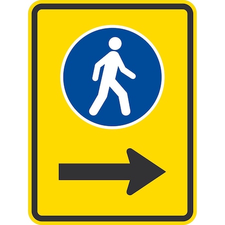 Lyle Pedestrian graphic with right arrow, 18x24, High Intensity Prismatic, Yellow G-10704-HI_18x24