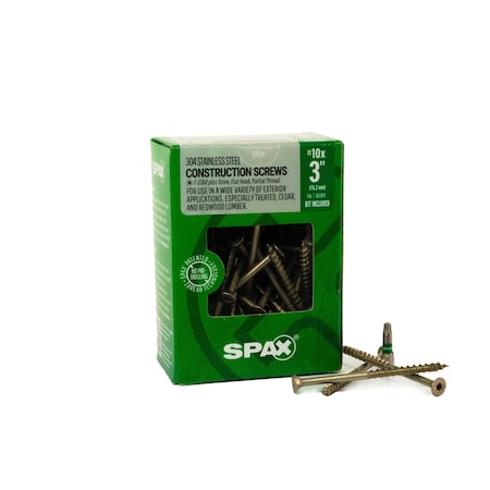 Spax #10 x 3 in Exterior 304 Stainless Steel Wood Deck Screws Construction Flat Head T-Star Plus, 68PK 4197000500754