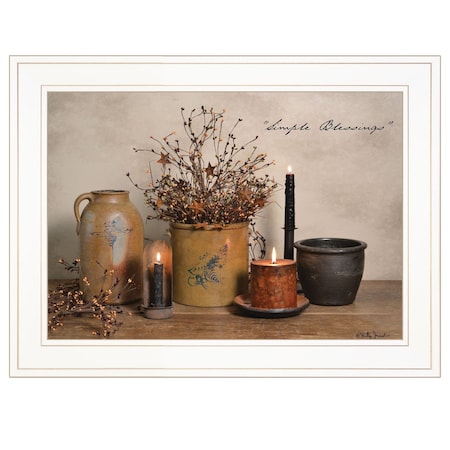 Homeroots Simple Blessings 1 White Framed Print Wall Art 404380