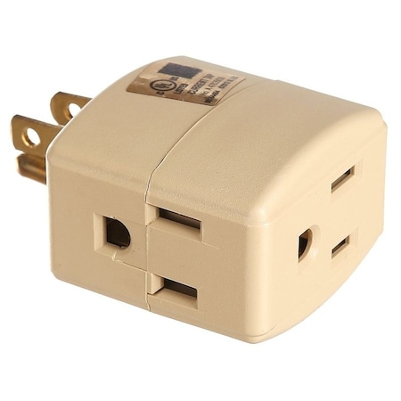 Eaton Wiring Devices Outlet Tap, Cube Tap, 5-15R, 0 ft., Ivory 1482V-BOX
