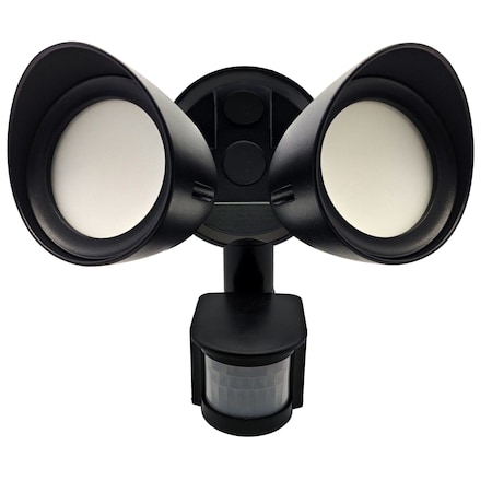 Bulbrite Motion Sensor / Dusk-To-Dawn Wired Outdoor 2-Head LED Security Flood Light, Black 773703