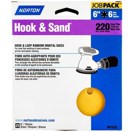 Norton Abrasives Sand Disc 220G 6" 25Pk 07660701635