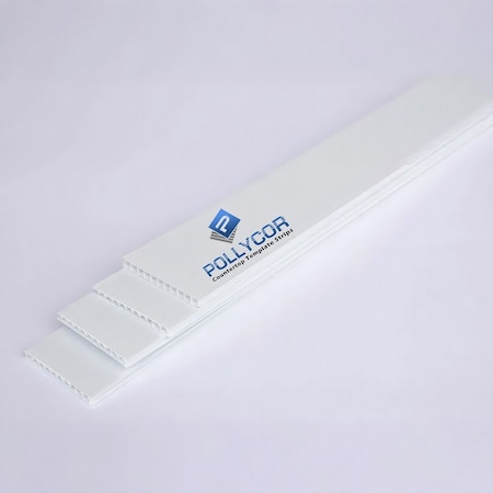 Pollycor 2''X95'', 4mm, White Corrugated Plastic Countertop Template Strips., 154PK 2BoxTemplateWhite