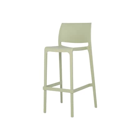 Homeroots Set of Two 30" Green Heavy Duty Plastic Low Back Outdoor Bar Height Chairs, 2PK 565362