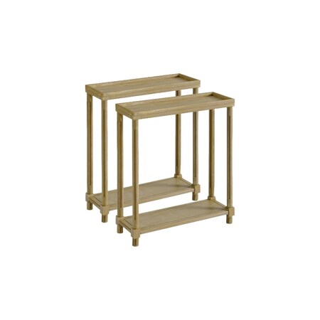 Homeroots Set Of Two 24" Oak Brown Wood Rectangular End Tables With Shelf, 2PK 515518