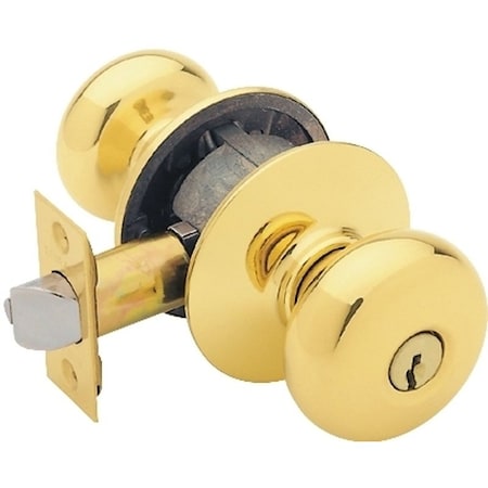 Schlage Plymouth Series Keyed Entry Knob, BrassZinc, Brass F51A PLY605KA4