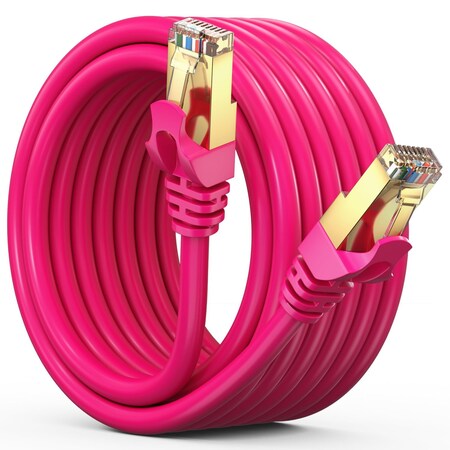 Maximm 12ft Flat Cat7 SFTP Shielded Ethernet Cable, Pink CAT712FTPink