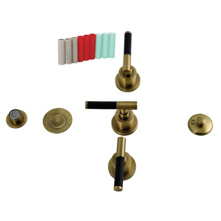 Kingston Brass Three-Handle Bidet Faucet with Brass Pop-Up, Antique Brass KB6323CKL