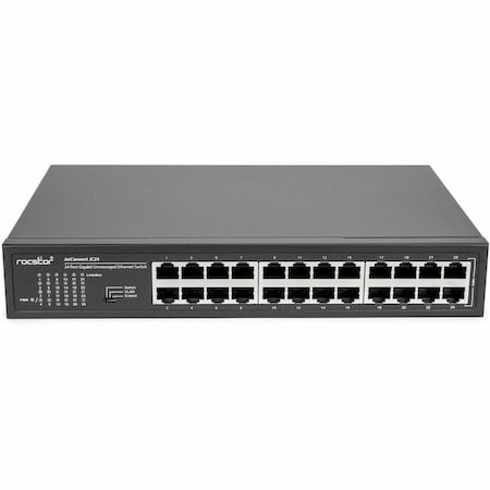 Rocstor JETCONNECT JC24 24-PORT GIGABIT DESKTOP / RACKMOUNT UNMANAGED NETWORK SWITCH, 24 Y10S004-B1