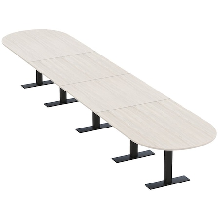 Skutchi Designs 18ft Conference Table With Power Unit | 18 Person Modular Racetrack Meeting Table | Harmony Series HAR-RAC-48X216-T.BK-K458-NA