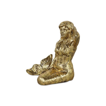 Cheungs 7 x 4.5 x 6.25 in. Ceili Golden Cast Iron Mermaid Statue 5689GD