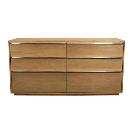Homeroots 72" Brown Solid Wood Six Drawer Double Dresser 555431