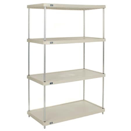Global Industrial Nexel 4 Shelf, Solid Plastic Shelving Unit, Poly-Z-Brite Posts, 48"W x 24"D x 86"H 188135