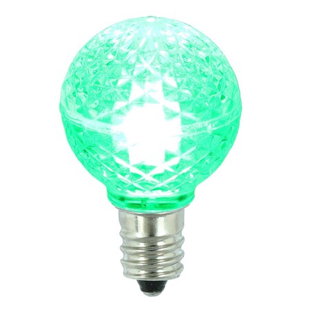 Vickerman 0.38 watt G30 Faceted LED Green Bulb with E12 Nickel Base XLEDG34-25