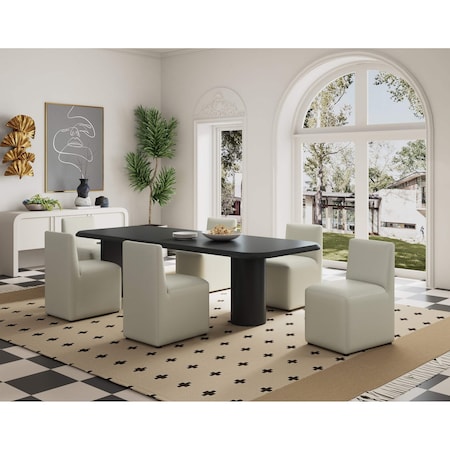 Manhattan Comfort Anna Square Faux Leather Dining Chair in Light Stone Grey - Set of 2 2-DC058-ST