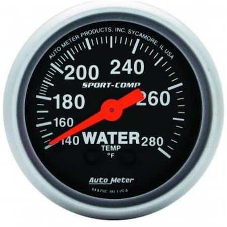 Auto Meter 3331 2.06 in. Mini Sport-Comp Electric Water Temperature Gauge - 140 deg -280 deg ATM3331