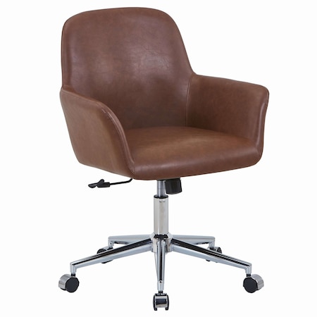Leisuremod Vanguard Faux Leather Swivel Office Chair, Chrome Base, Tilt VO26BR