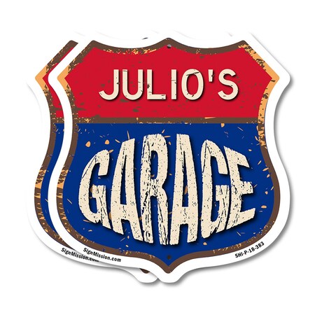 Signmission Julio's Garage, 18 inch X 18 inch, Plastic Sign, 2PK SHI-P-2PACK-18-383-JULIO