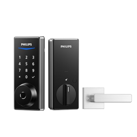 Philips Home Access 1000 Series Single Cylinder Electronic Deadbolt with Lever Set DDLOM1010-1HSNL