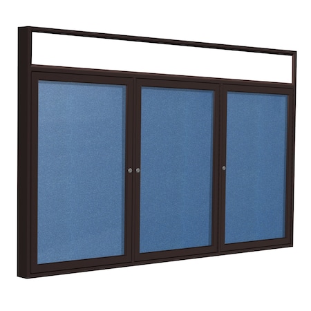 Ghent 36'' x 72'' Enclosed Vinyl Board, 3-Doors, Bronze Aluminum Frame, Illuminated Headliner, Ocean PBVLX8-191