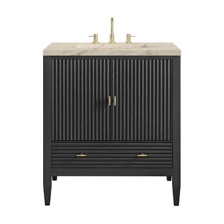 James Martin Vanities Myrrin 30" Single Vanity, Carbon Oak w/ 3 CM Tajnar Eclos Top 485-V30-CBO-3TJR