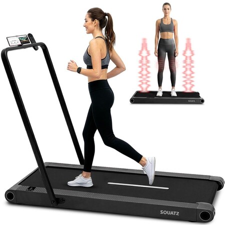 Squatz 2‑in‑1 Walking Pad Treadmill with Handlebar & Vibration Plates SQWPVH15BK
