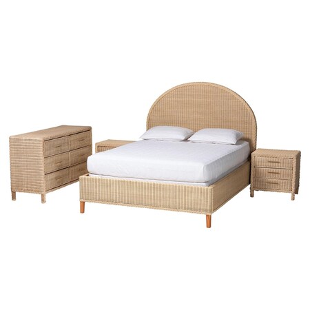 Bali & Pari Lanica Japandi Sun-Bleached Braided Rattan Queen Size 4-Piece Bedroom Set 250-14313-13729-13728-ZORO