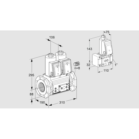 Honeywell Kromschroder Solenoid Gas Safety Valve - VCS Series, Auto Shut-Off, 500 mbar Max KS88204050