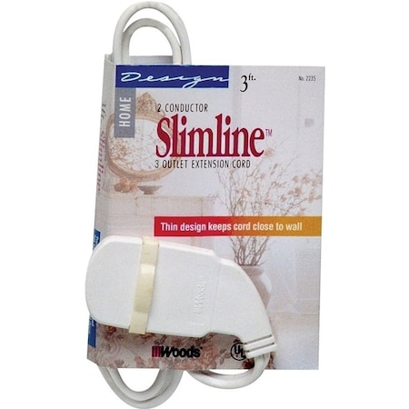 Southwire Extension Cord, 16 AWG, Indoor, White, 3 ft 2235