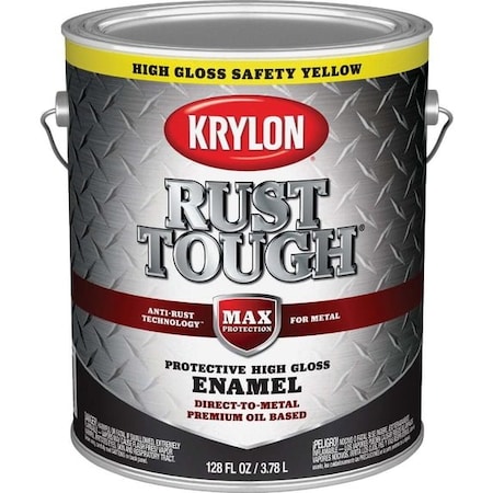 Krylon Rust Tough Gloss Anti-Rust Safety Color Rust Control Enamel, Safety Yellow, 1 Gal. K09736008