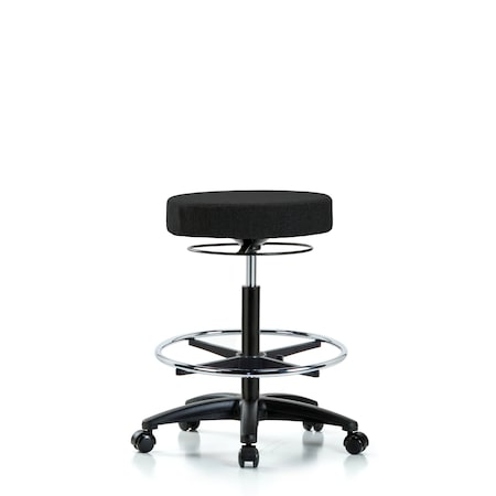 Blue Ridge Ergonomics Bench Stool, Hi, Fabric, CF, Casters, Blk BR-FHBSO-RG-CF-RC-F42