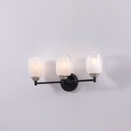 Vidalite Seren 3-Light Matte Black Wall Sconce Light with Handmade Glass Shades, Modern Style Wall Lamp CE1009387