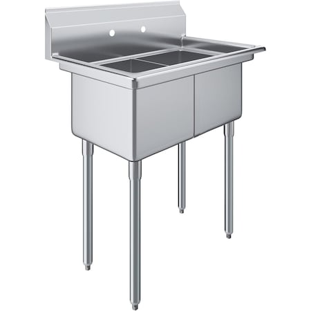 Amgood 22 in. x 34 in. Stainless Steel Two Compartment Sink with 14 in. x 16 in. x 11 in. Bowls AMG SINK S2C-141611-NF-Z