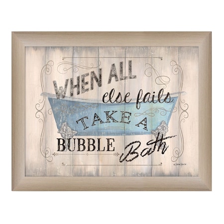 Homeroots Take a Bubble Bath 1 Brown Framed Print Bathroom Wall Art 404857